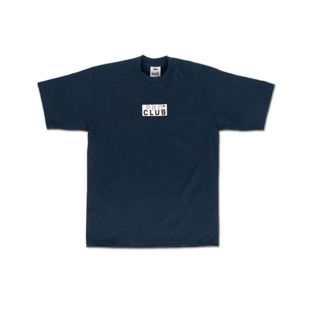 Pro Club Embroidered Heavyweight Box Logo S/S Tee - Navy 1