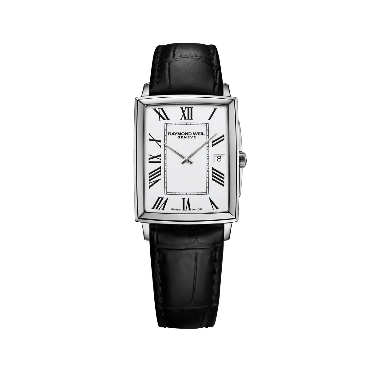 Toccata Square 37Mm - White On Leather Strap 1
