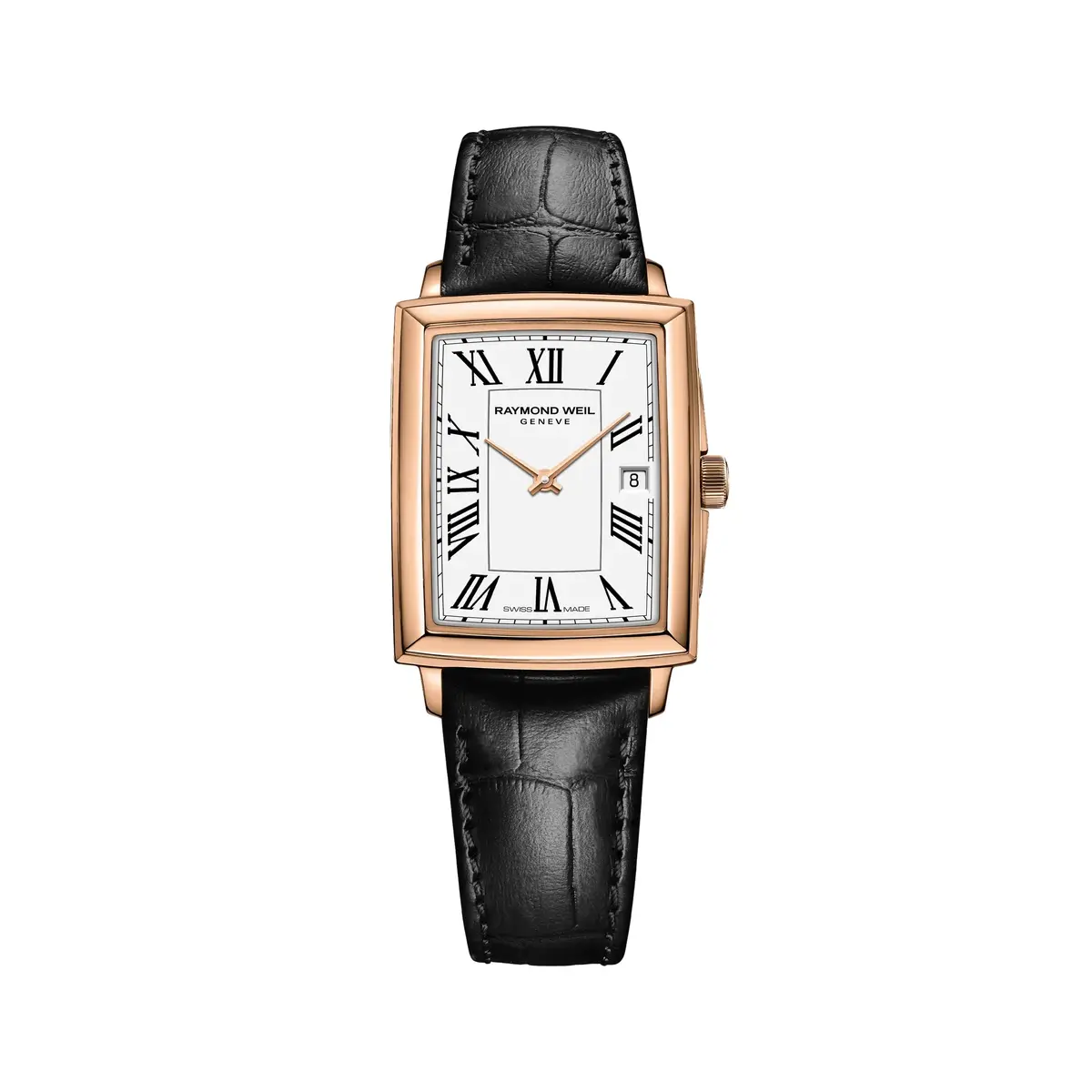 Toccata Square Rose-Gold 28Mm - White On Leather Strap 1