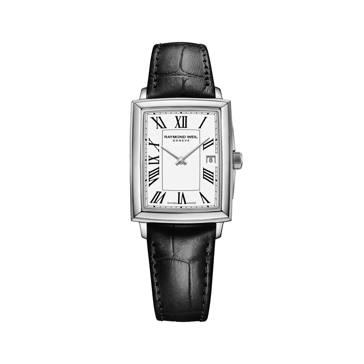 Toccata Square 28Mm - White On Leather Strap 1