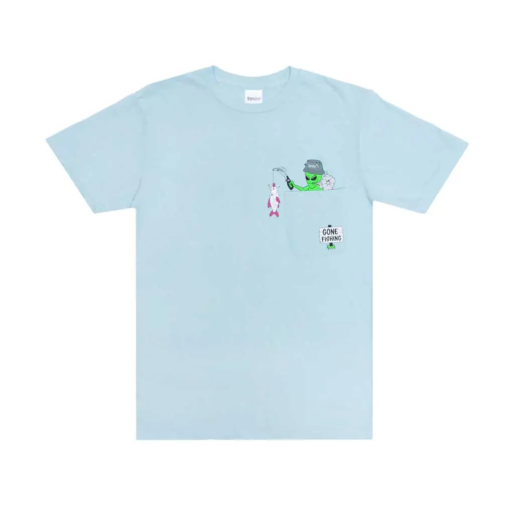 Rip N Dip Gone Fishing Pocket Tee - Baby Blue 1