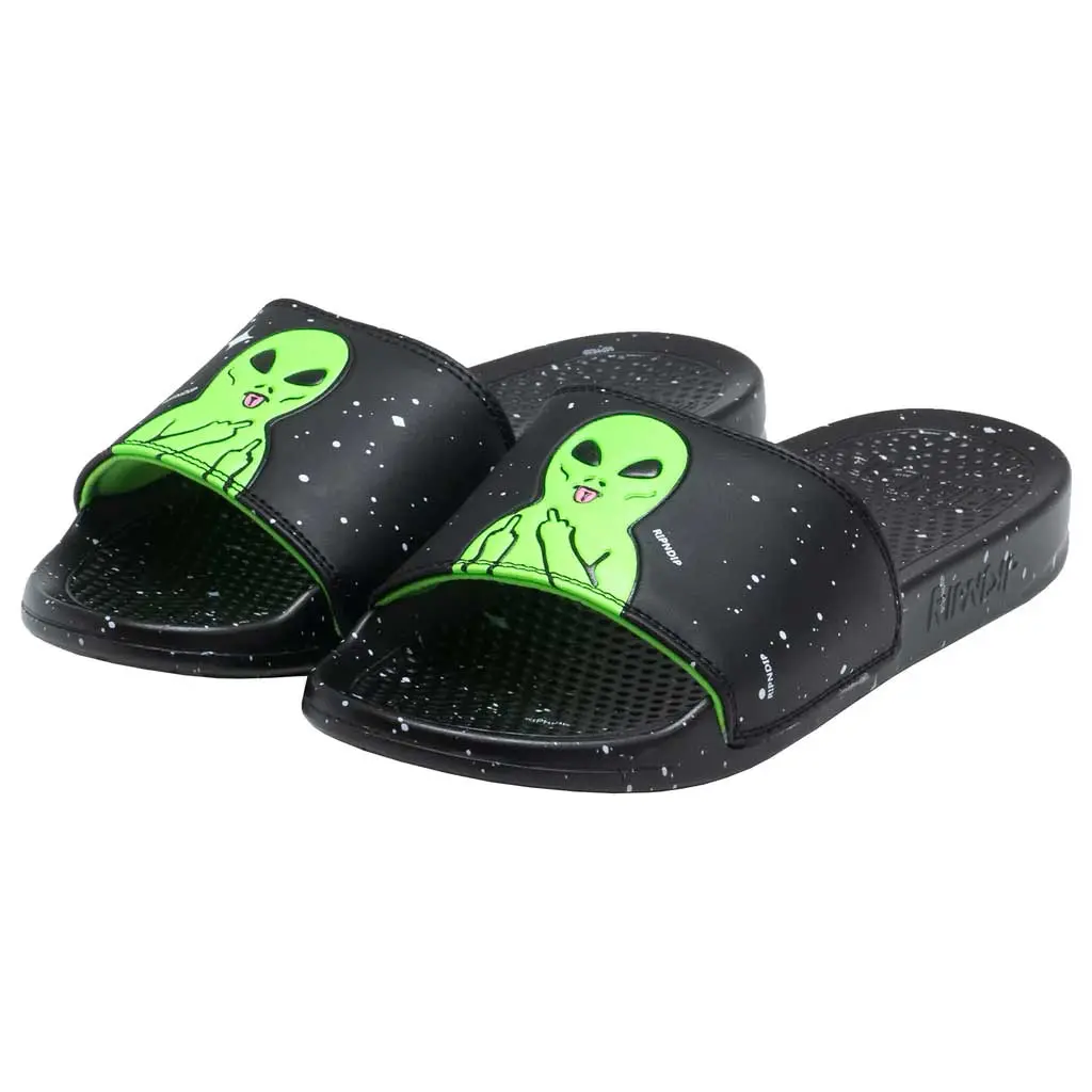 Rip N Dip We Out Here Slides - Black/Neon Green 1