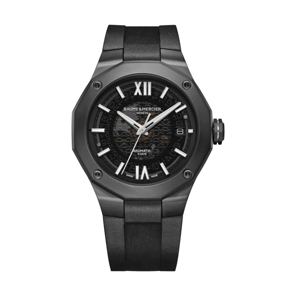 Riviera 10617 Baumatic Cosc Certified 42Mm - Black On Rubber Strap 1