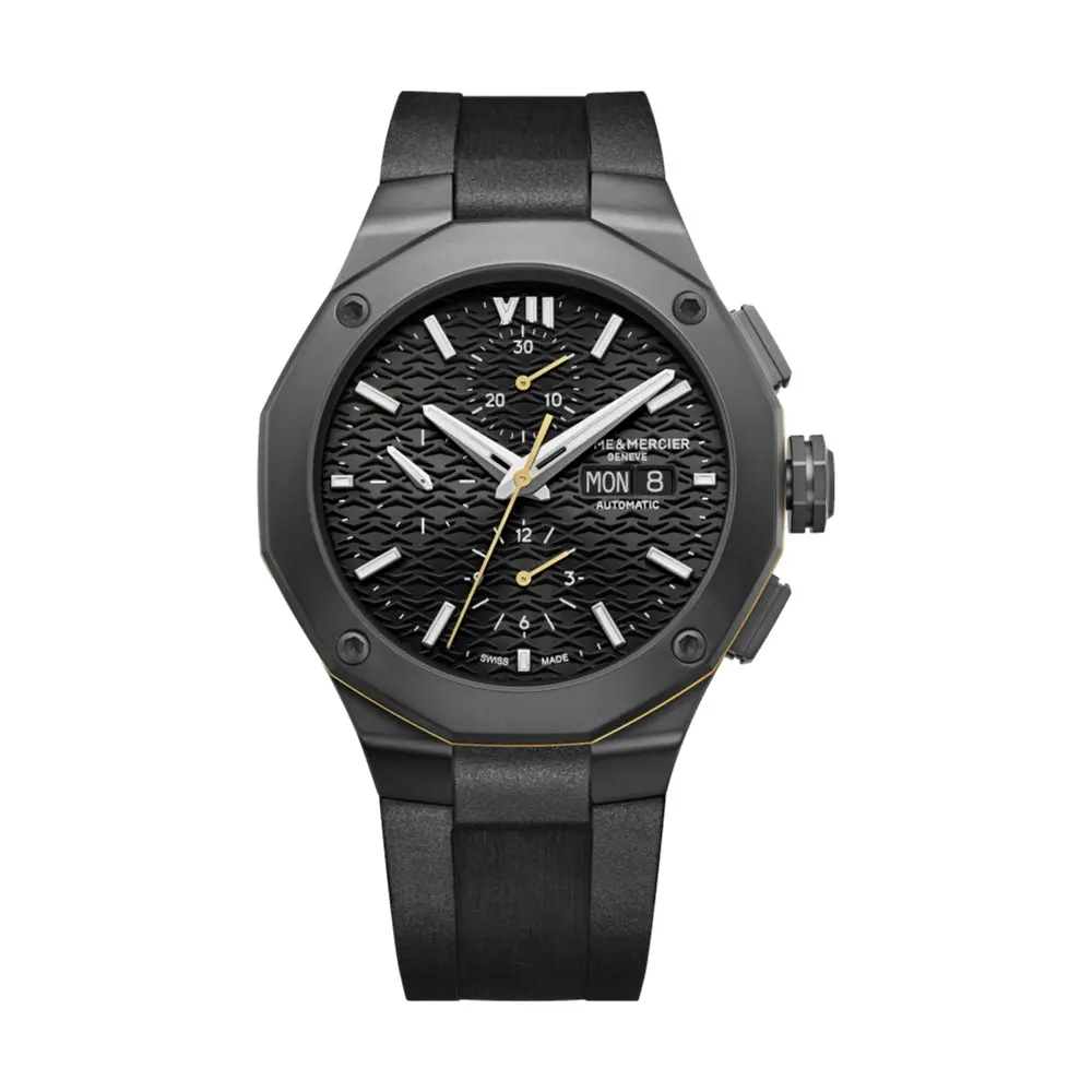 Riviera 10625 Automatic Chronograph 43Mm - Black On Rubber Strap 1