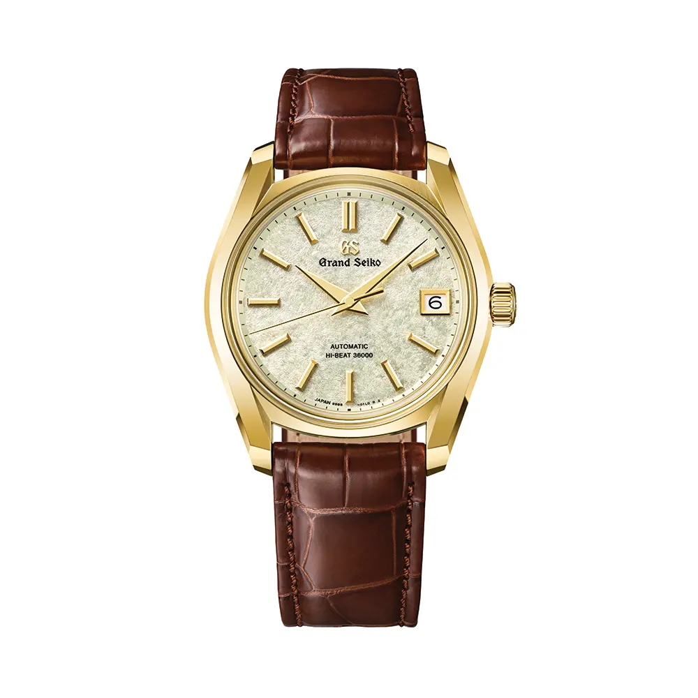 Sbgh376 Heritage Hi-Beat 18K Yellow Gold 38Mm - Green On Leather Strap 1