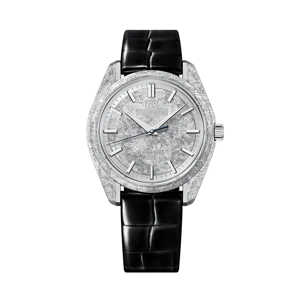 Sbgz011 Masterpiece Hand-Engraved Manual Spring Drive Platinum Limited Edition 40Mm - Silver On Leather Strap 1