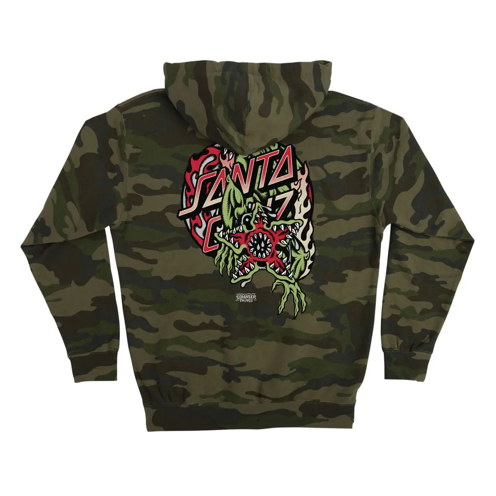 Santa Cruz X Stranger Things Demogorgon Dot P/O Hoodie - Forest Camo 1
