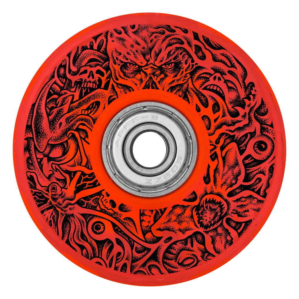 Santa Cruz X Stanger Things Hellfire Club Light Ups Og Slime 66Mm Wheels 78A - Red 2