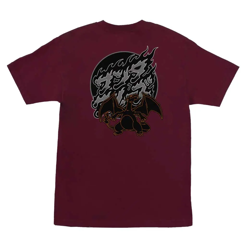 Santa Cruz X Pokemon Fire Type 3 S/S Tee - Burgundy 1