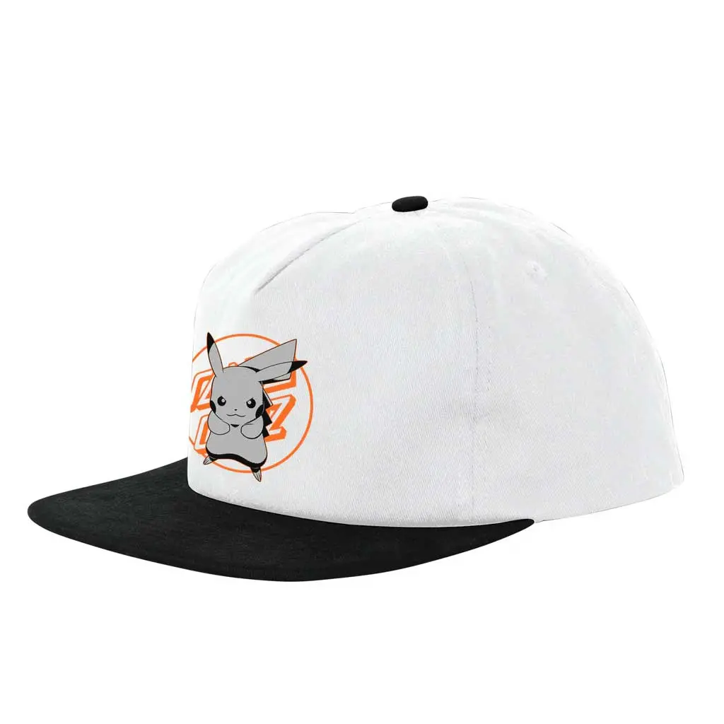 Santa Cruz X Pokemon Pikachu Snapback Mid Profile Hat - White/Black 1