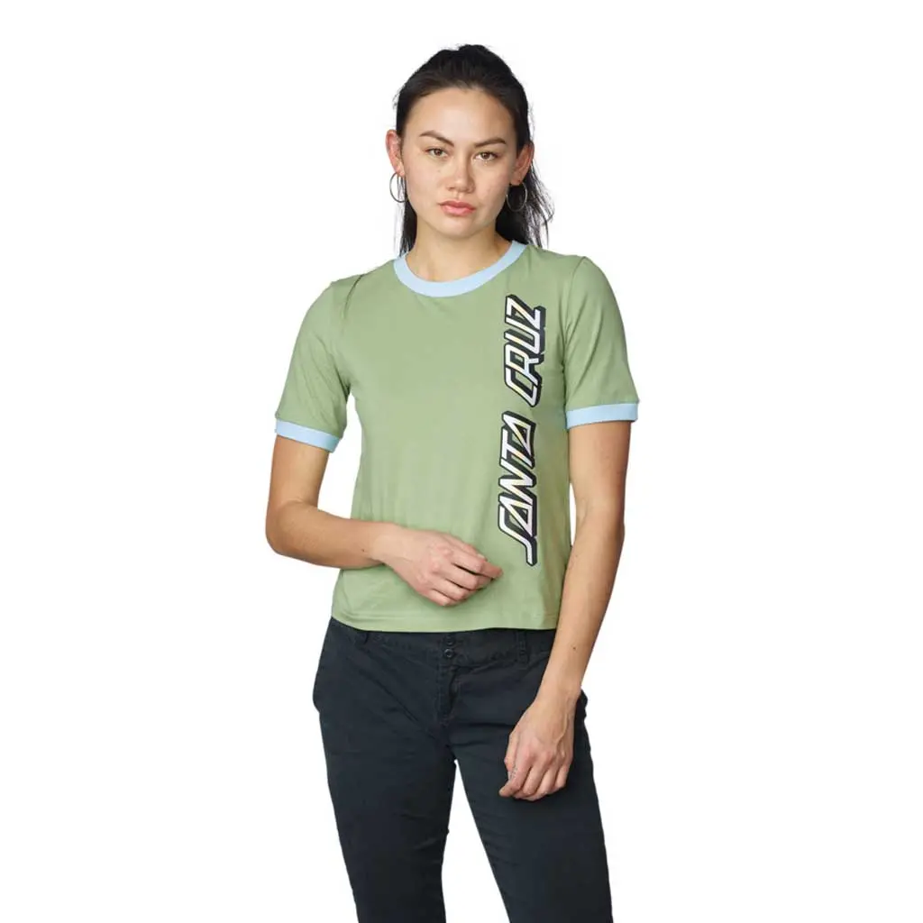 Santa Cruz Women's Obscure Strip Ringer S/S Tee - Military 1