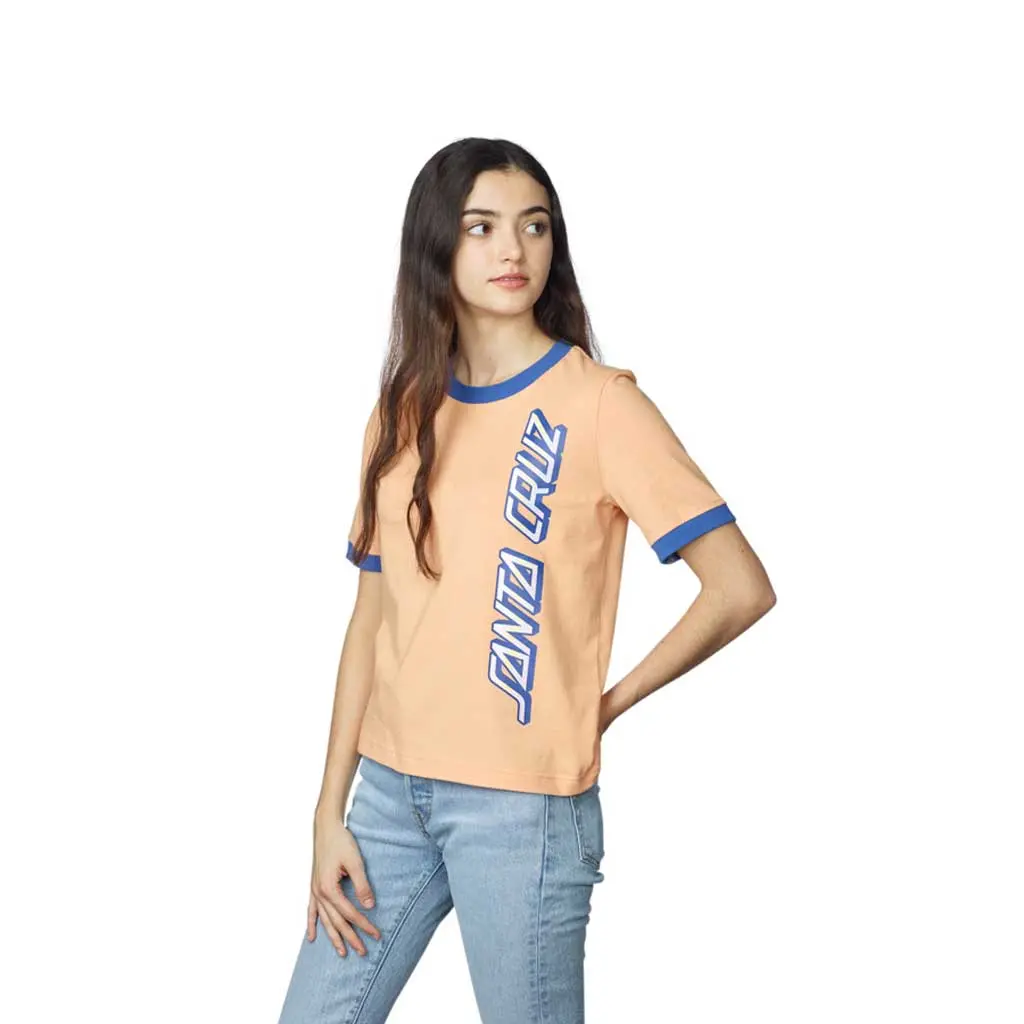 Santa Cruz Women's Obscure Strip Ringer S/S Tee - Peach 1