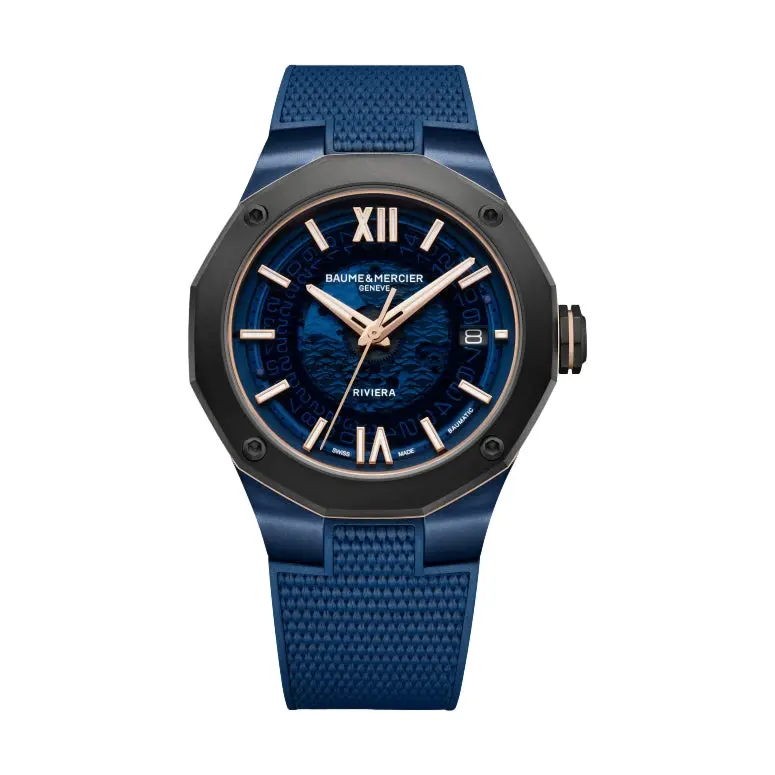 Riviera 10769 Baumatic Titanium 42Mm - Blue On Rubber Strap 1
