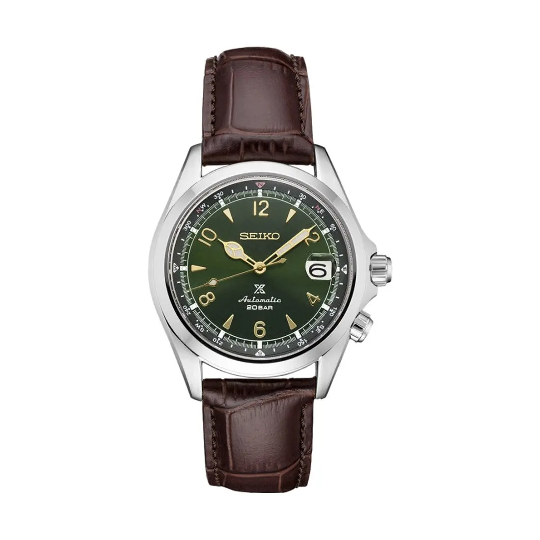 Spb121 Prospex Land 'Alpinist' 39.5Mm - Green On Leather Strap 1