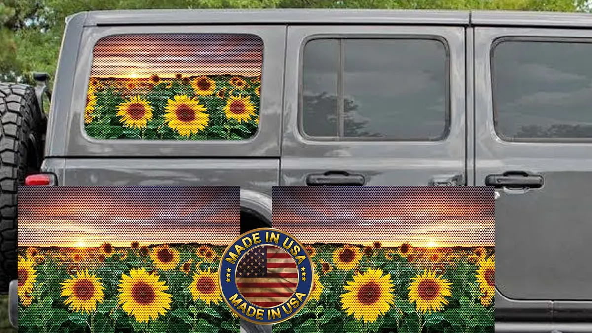 Sunflower Field Rear Quarter Window See Through Graphic. 1