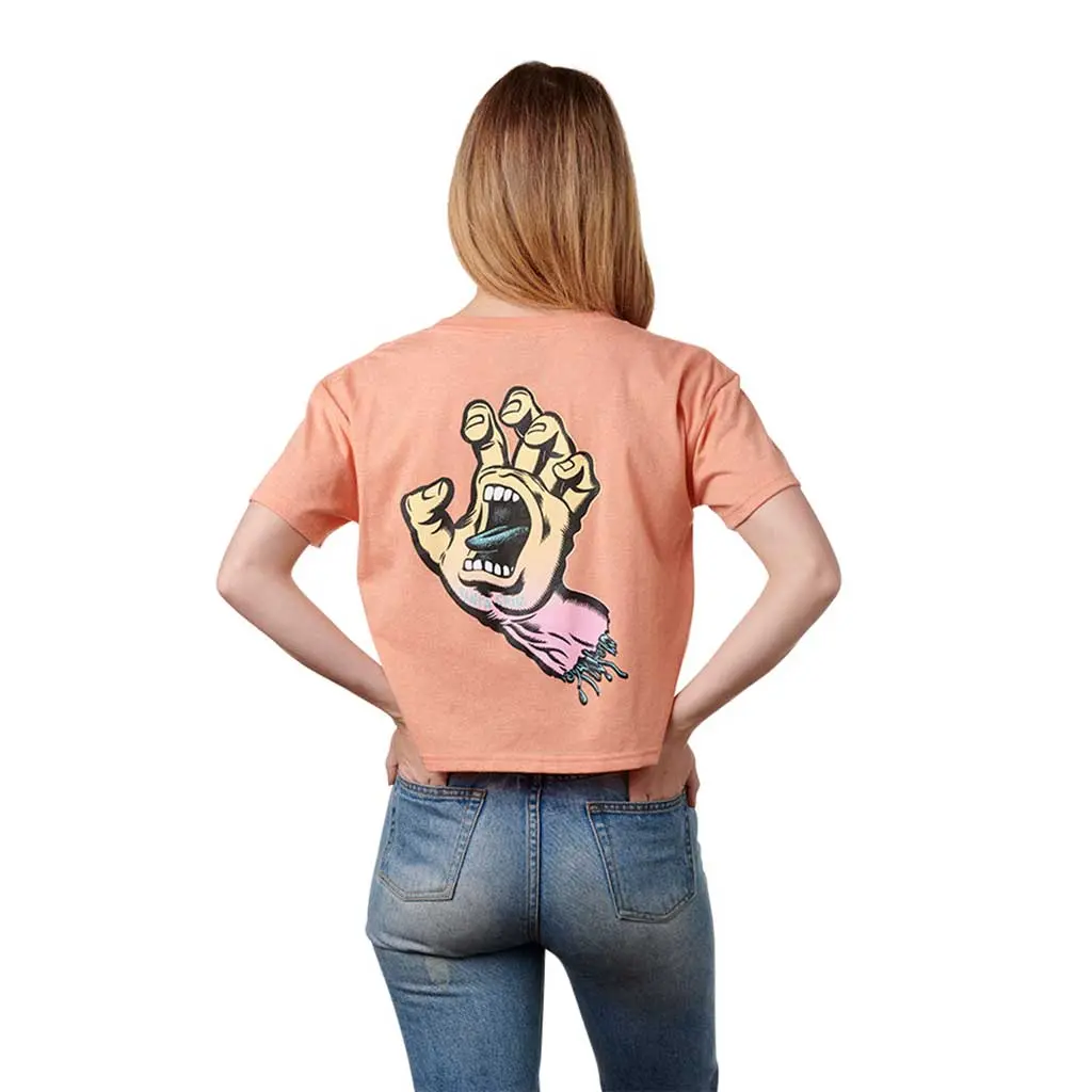 Santa Cruz Women's Fade Hand S/S Crop Boyfriend T-Shirt - Peach Marble 1