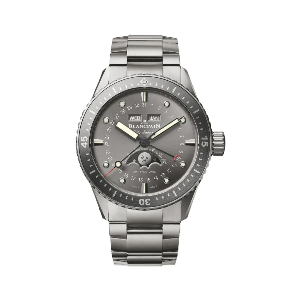 Fifty Fathoms Bathyscaphe Complete Calendar Moonphase Titanium 43Mm - Grey On Bracelet 1
