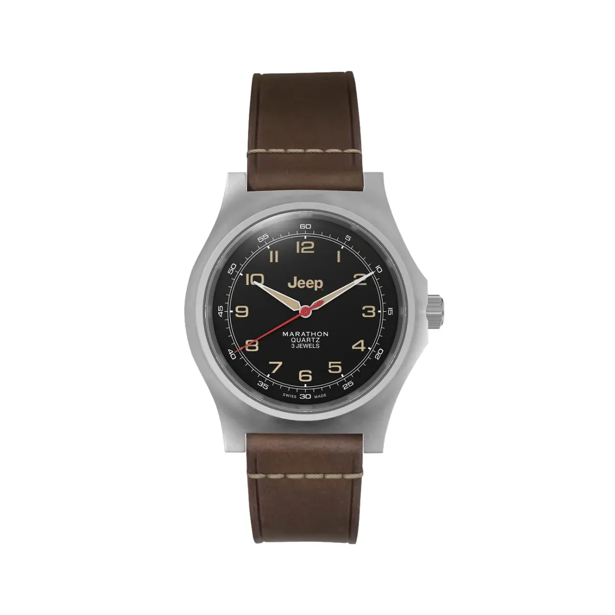 Jeep Willy's Ssgpq Officer's Quartz 41Mm - Black On Leather Strap 1