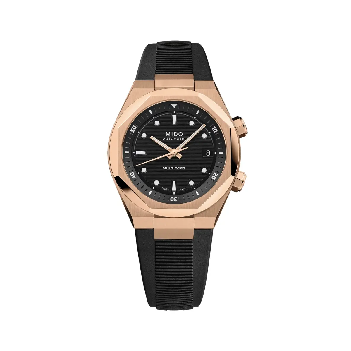 Multifort 8 Two Crowns Automatic Gold-Tone 40Mm - Black On Rubber Strap 1