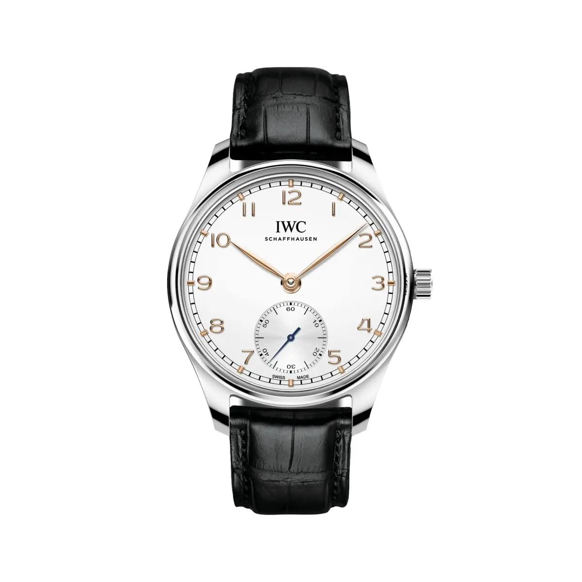 Portugieser Automatic 40Mm - Silver W/ Black Accents On Leather Strap 1