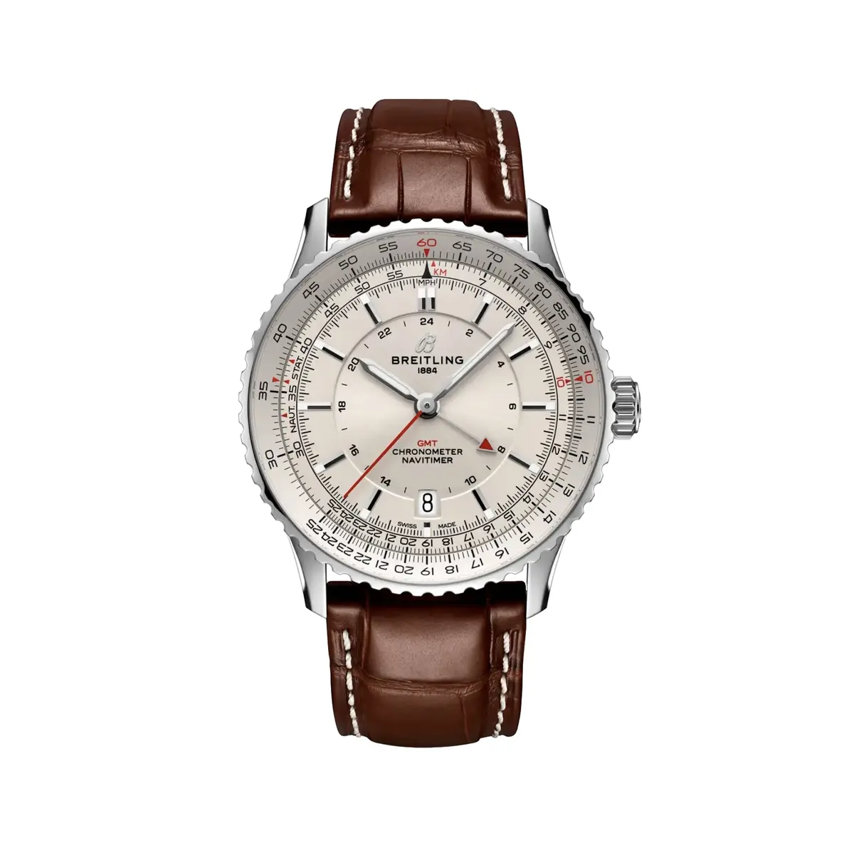 Navitimer Automatic Gmt 41Mm - Beige On Leather Strap 1