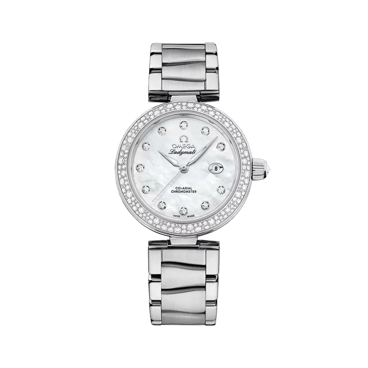 De Ville Ladymatic 34Mm - White, Mother-Of-Pearl W/ Diamonds And Diamond Bezel On Bracelet 1