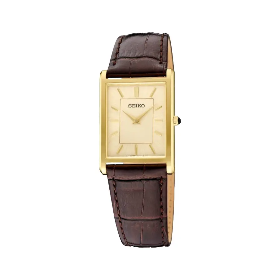 Swr106 Essentials Gold-Tone 39Mm - Champagne On Leather Strap 1