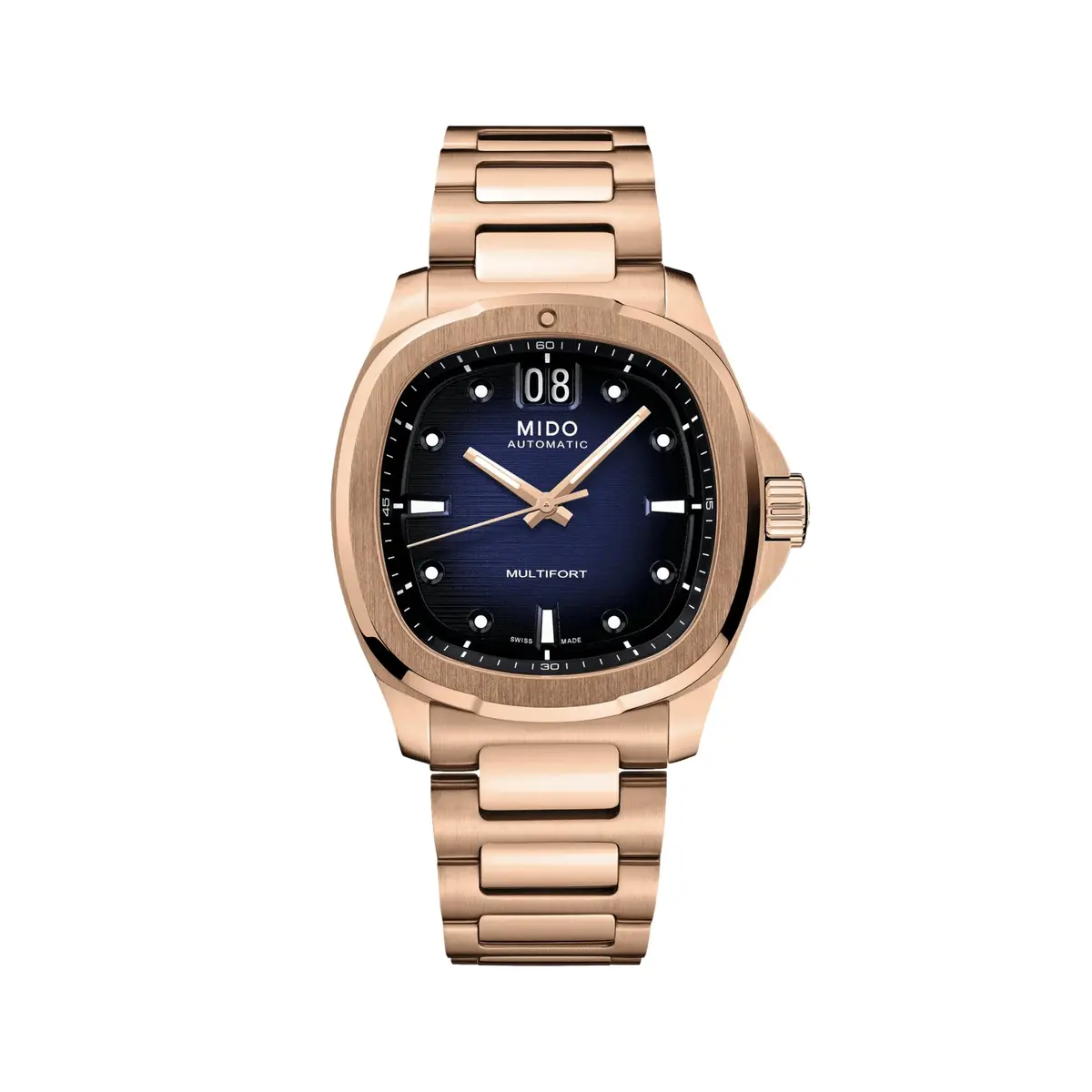 Multifort 8 Tv Big Date Rose Gold Pvd 40Mm - Blue On Bracelet 1