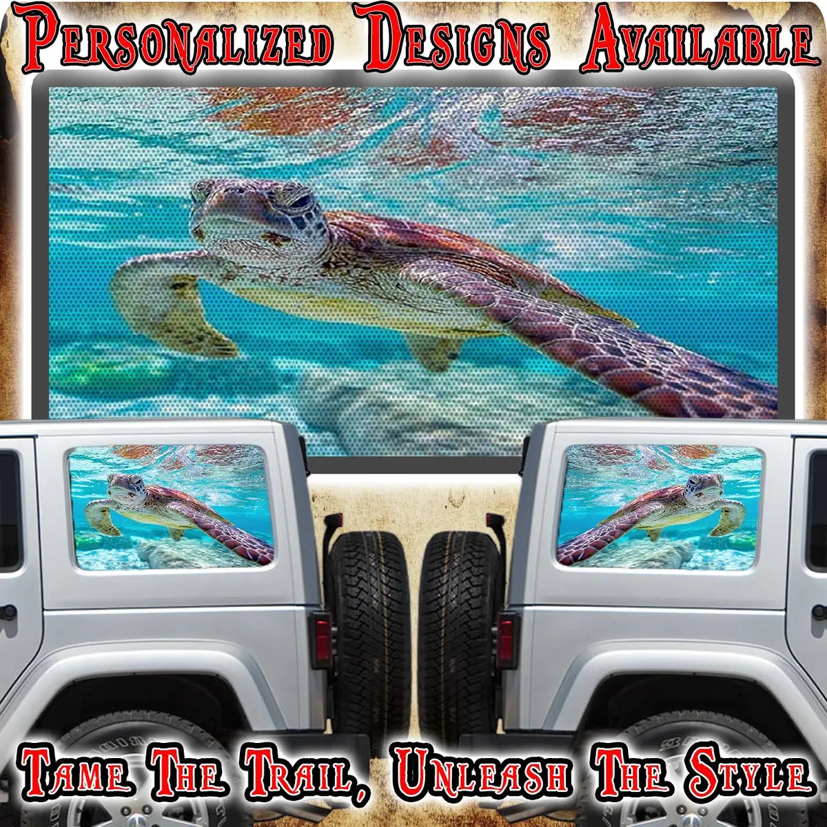 Sea Turtle Rear Quarter Window See Through Graphic. 1