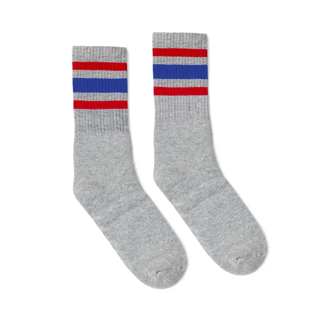 Socco All American Crew Socks - Grey/Red/Blue 1