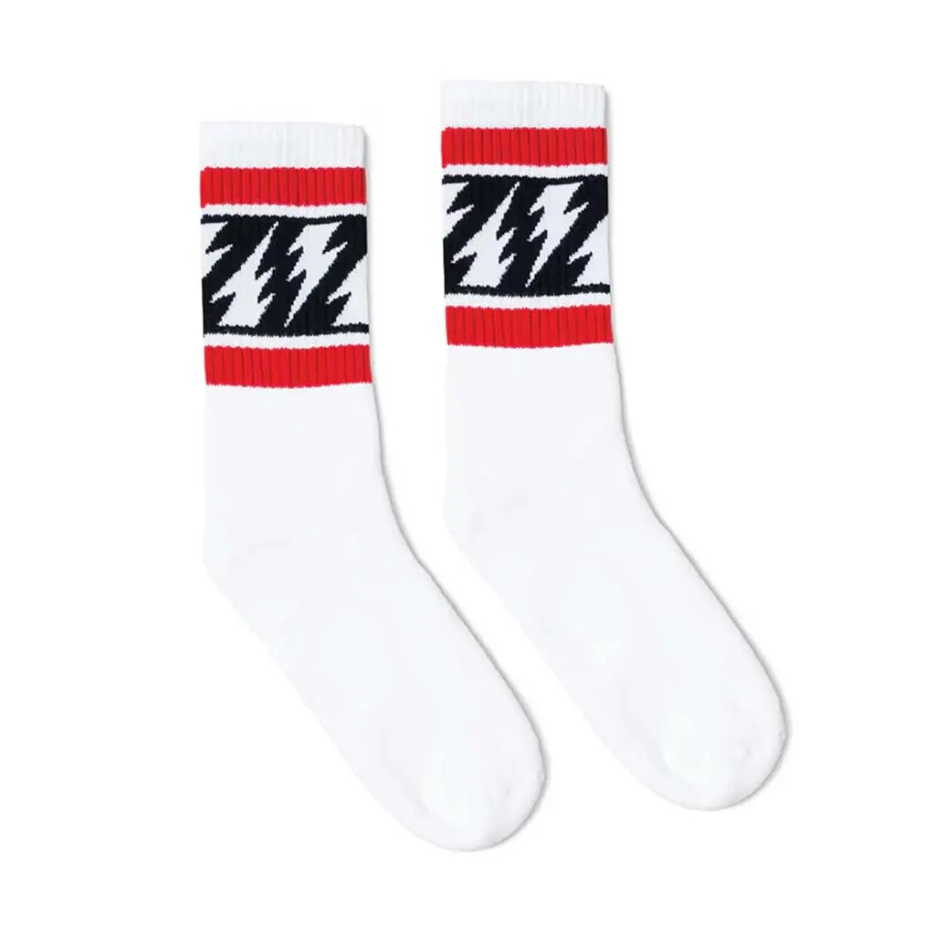 Socco X Mike Vallely Lightning Bolt Socks - White/Black 1