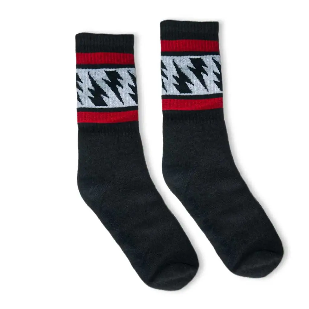 Socco X Mike Vallely Lightning Bolt Socks - Black/White 1