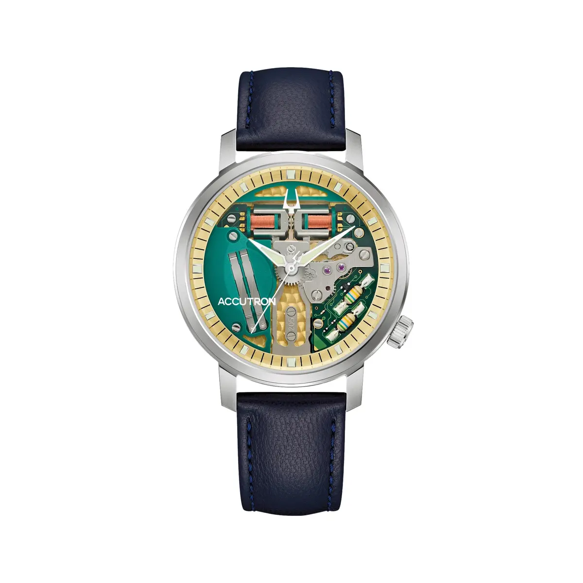 Tuning Fork Spaceview 314 Titanium 39Mm - Green On Leather Strap 1