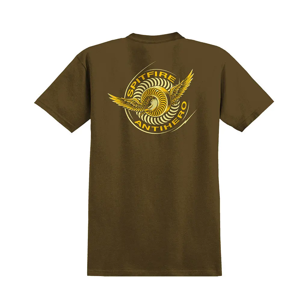 Spitfire X Antihero Classic Eagle S/S Tee - Coffee/Yellow 1
