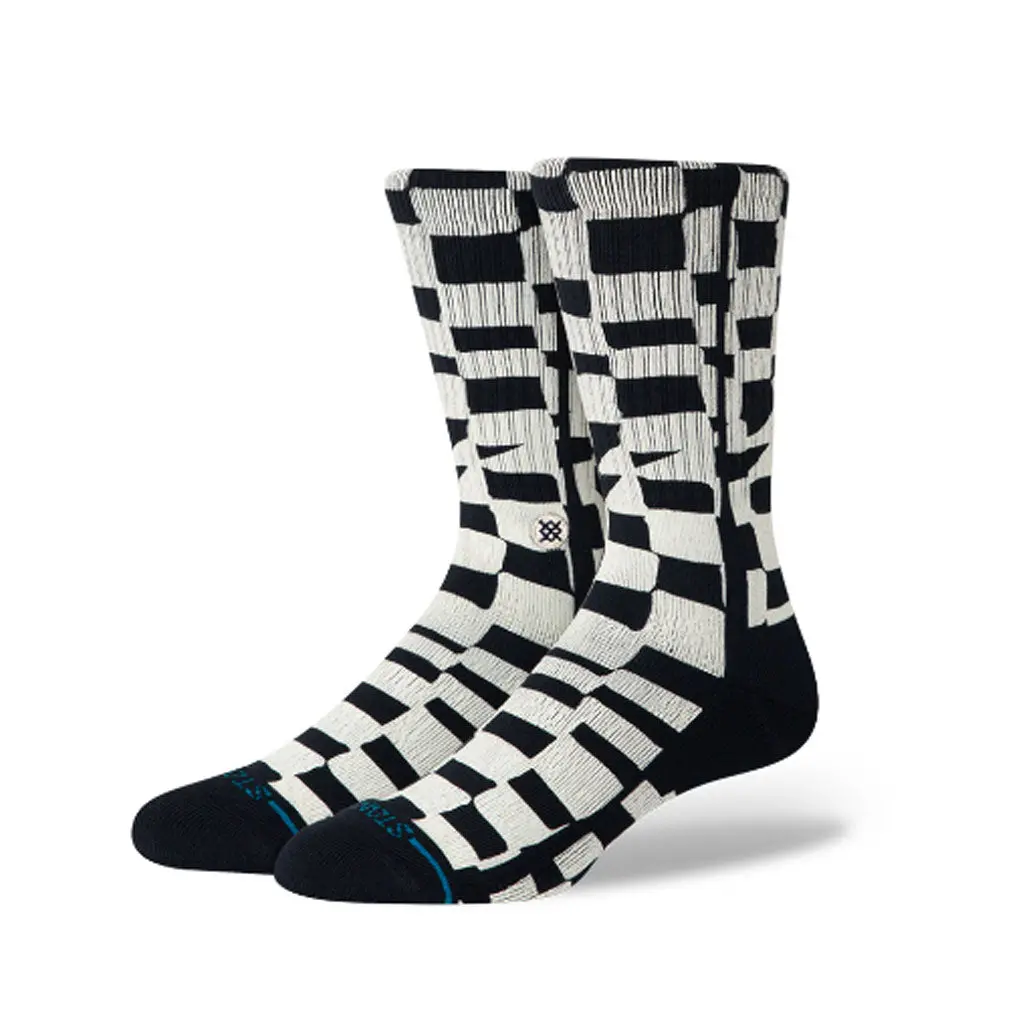Stance Wave Check Crew Sock - Black 1