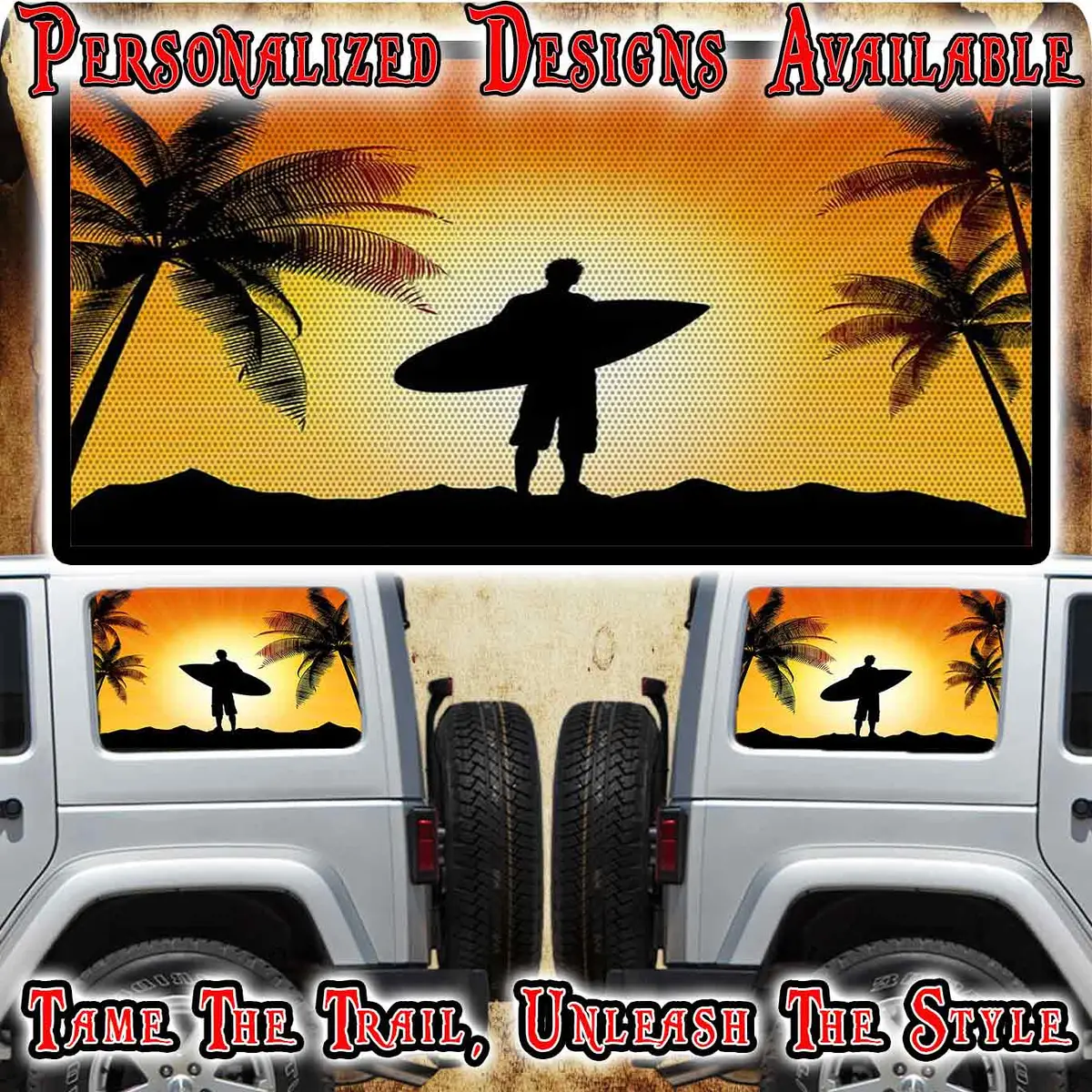 Surfing Rear Quarter Window See Through Graphic. 1