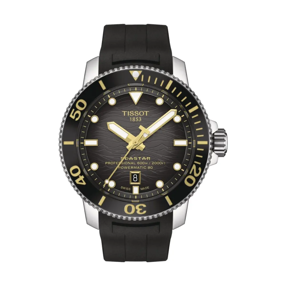 Seastar 2000 Professional Powermatic 80 46Mm - Black On Rubber Strap 1