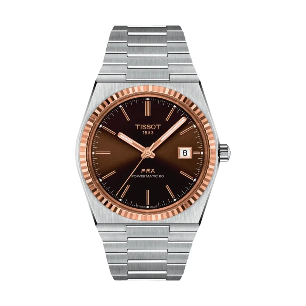 Prx Powermatic 80 Steel & 18K Gold 40Mm - Brown-Black On Bracelet 1