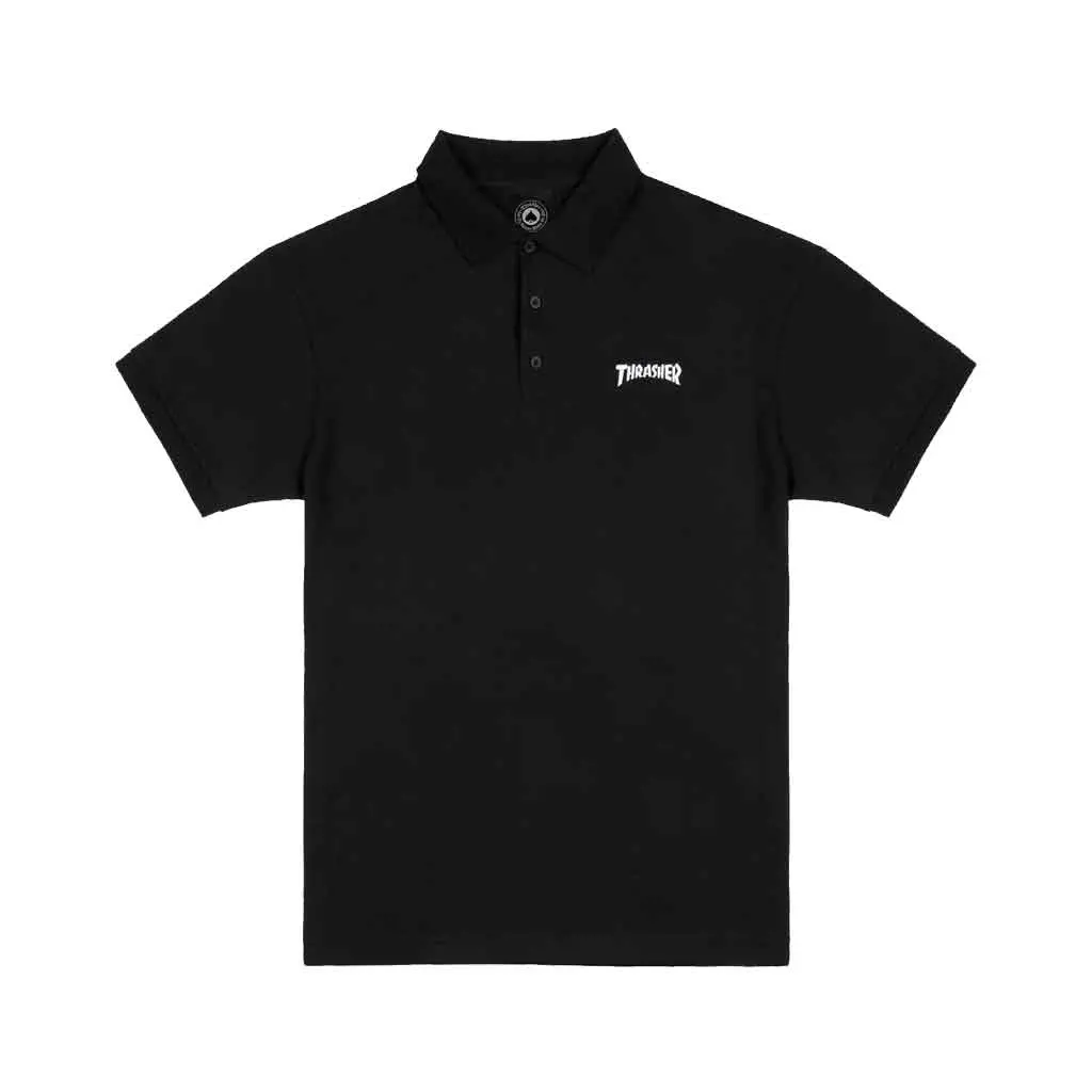Thrasher Logo Embroidered Polo - Black 1