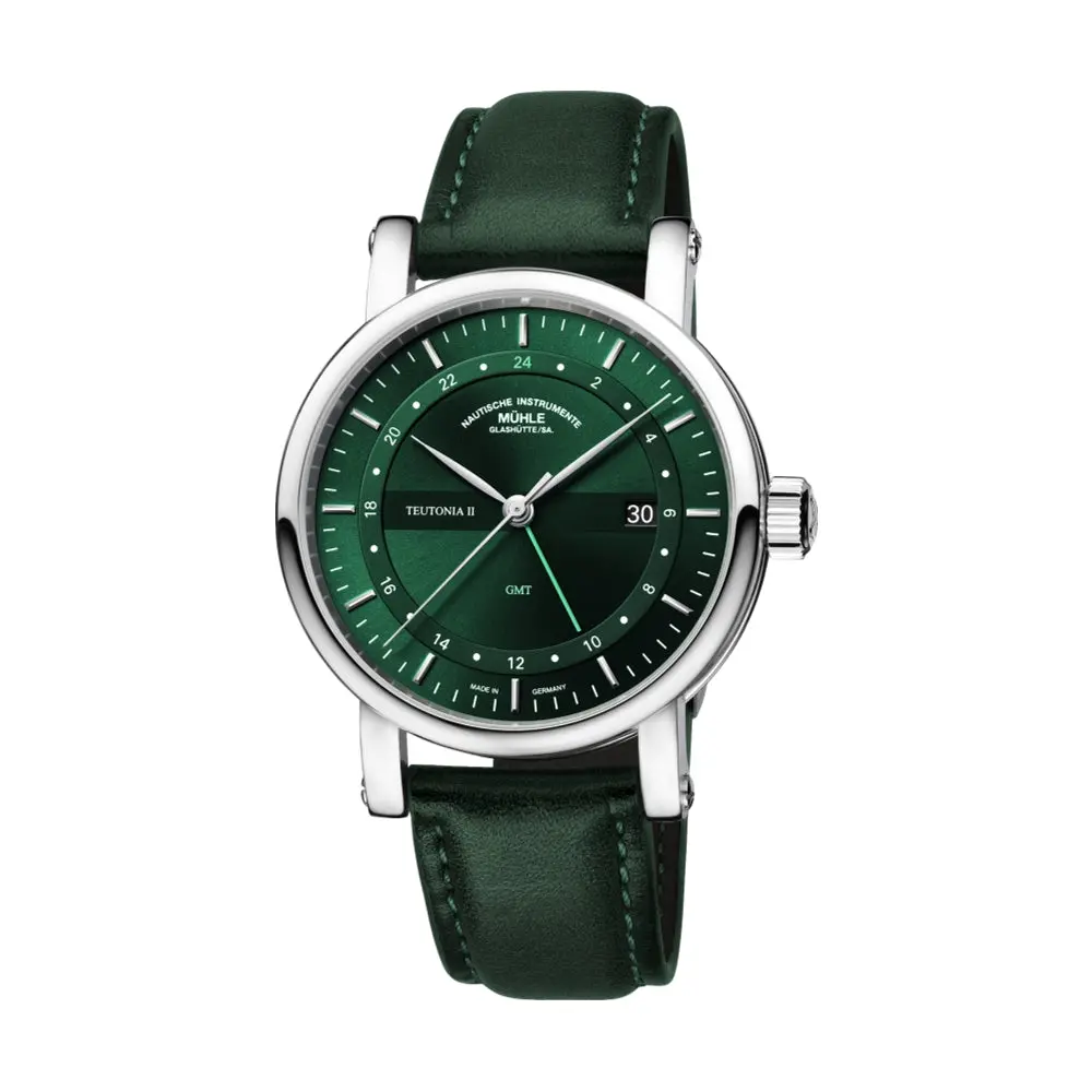 Teutonia Ii Gmt Green Dial 41Mm On Green Leather Strap 1