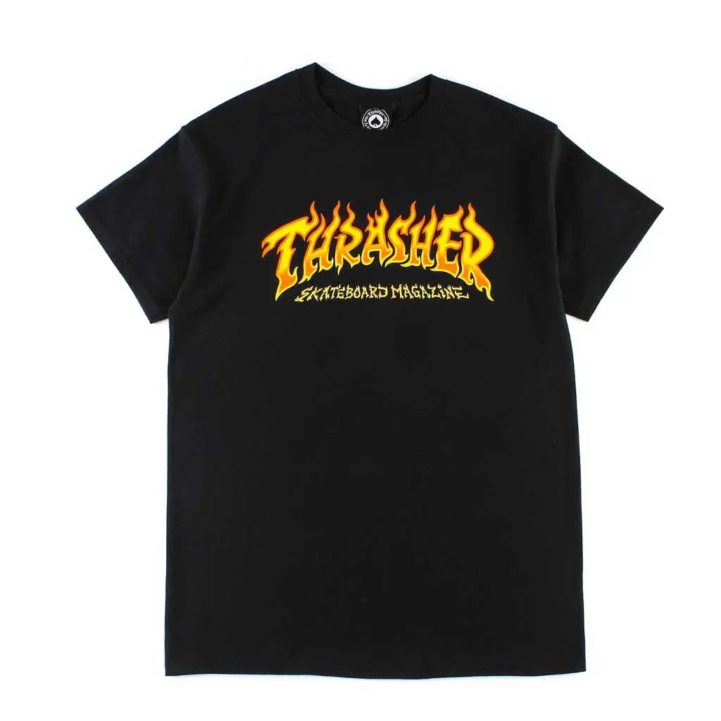Thrasher Fire Logo S/S Tee - Black 1