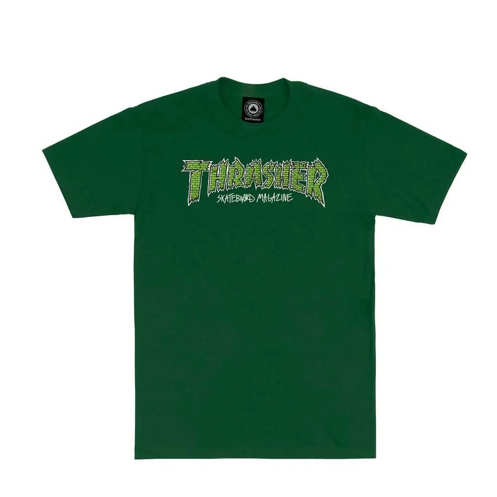 Thrasher Brick Tee - Forest Green 1