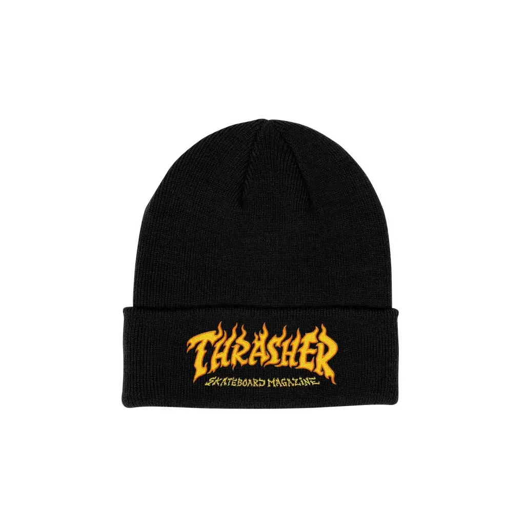 Thrasher Fire Logo Beanie - Black 1
