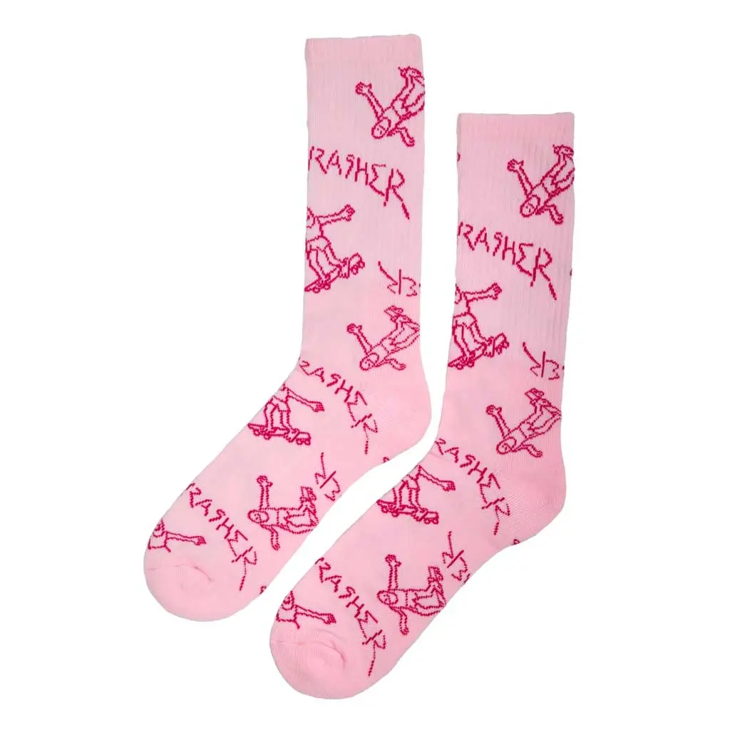Thrasher Gonz Logo Crew Sock - Light Pink 1