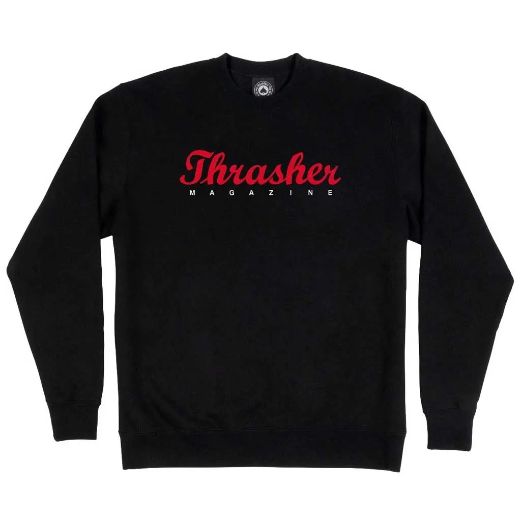 Thrasher Script Cerw Neck - Black 1