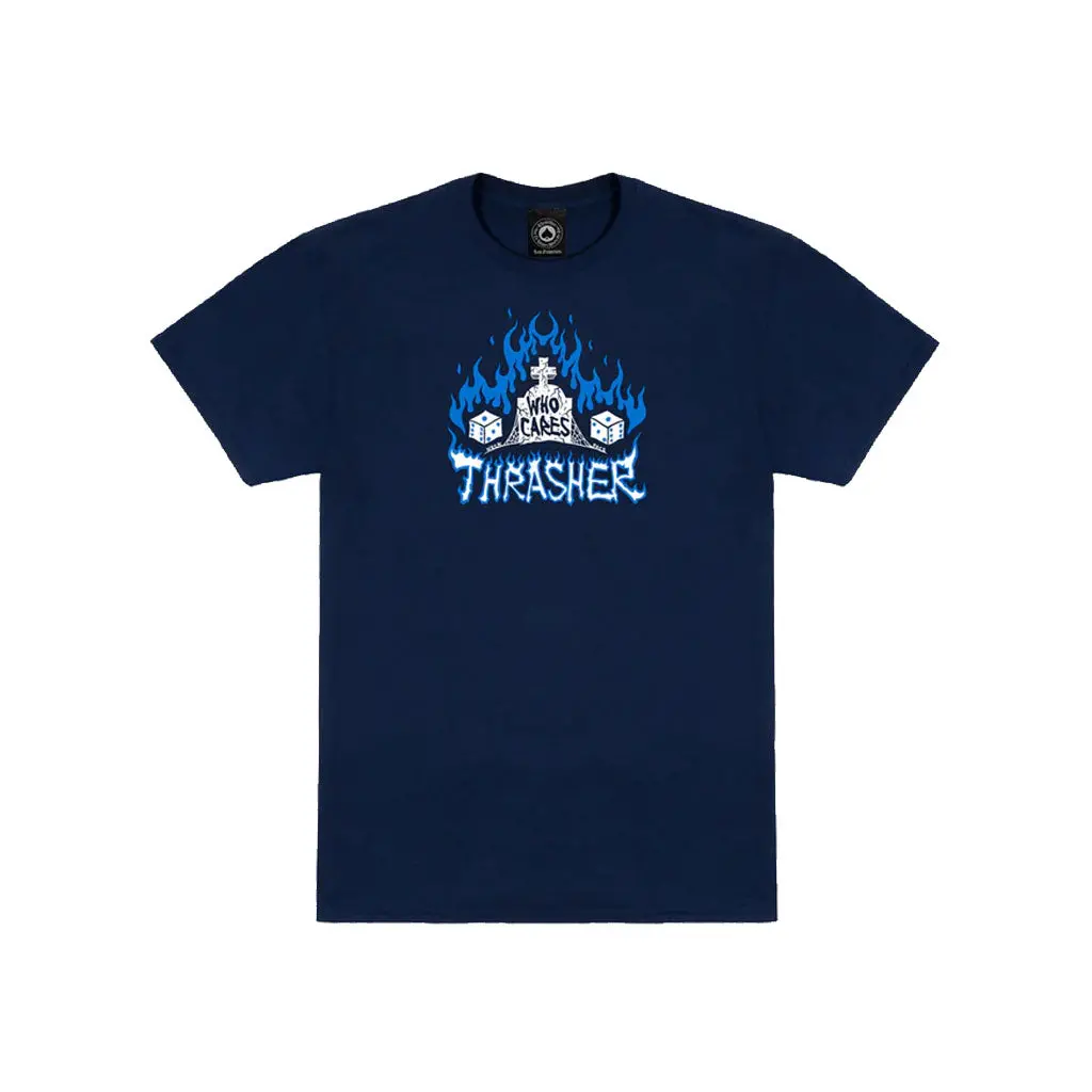 Thrasher Who Cares By Neckface S/S Tee - Navy 1