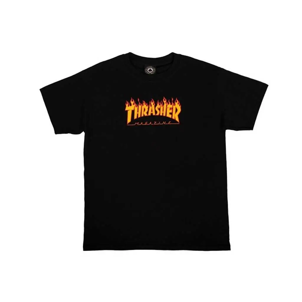 Thrasher Youth Flame Tee - Black 1