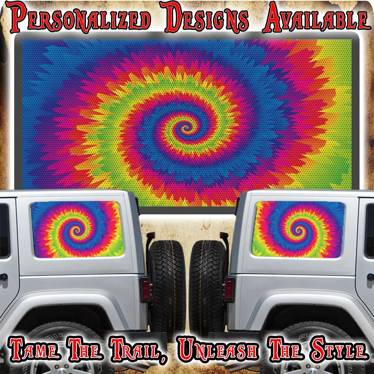 Tie Dye Print Rear Quarter Window See Through Graphic. 1
