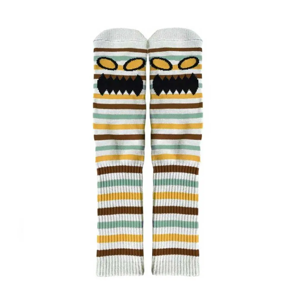 Toy Machine Monster Face Mini Stripes Crew Sock - Brown 1