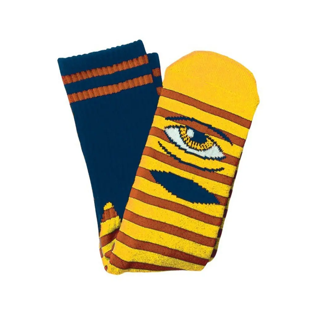 Toy Machine Sect Eye Stripe Sock - Yellow/Navy 1